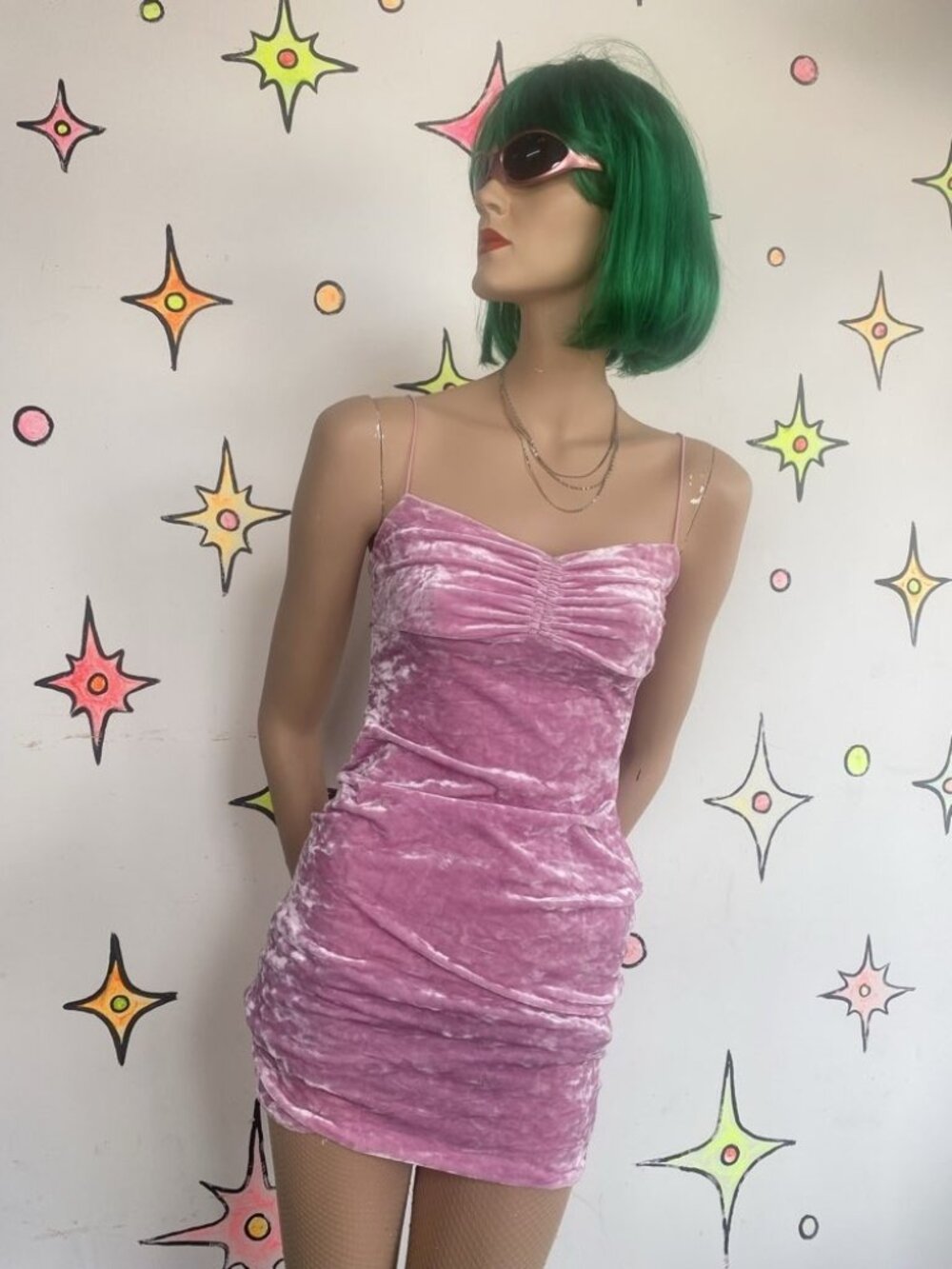 Urban Outfitters~ Pastel Pink Crush Velvet Mini BodyCon Dress~Size XS